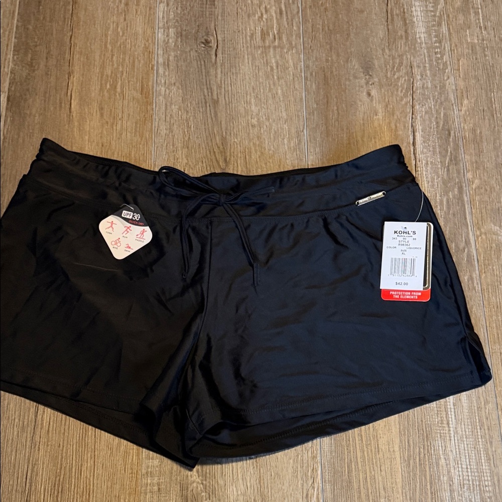 ZeroXposur Black Athletic Shorts with Drawstring UPF 30